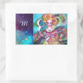 影のタロ失ったット/月の女性モノグラム 長方形シール (バッグ)