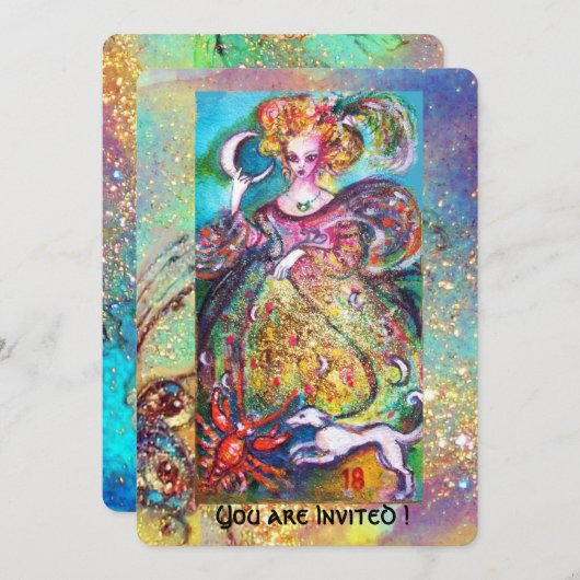 影のタロ失ったット/月の女性,真珠 招待状 (正面/裏面)