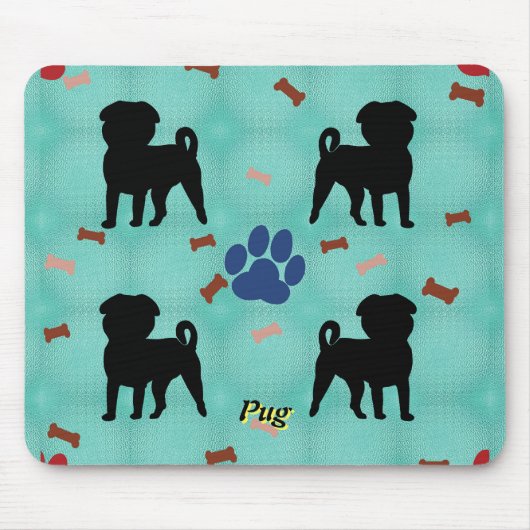 影のパグ マウスパッド (正面)