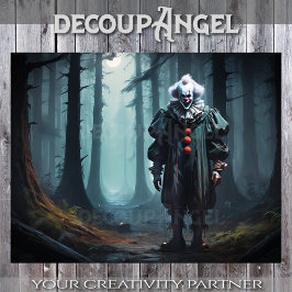 影の不気味なピエロ – デコパージュ 薄葉紙