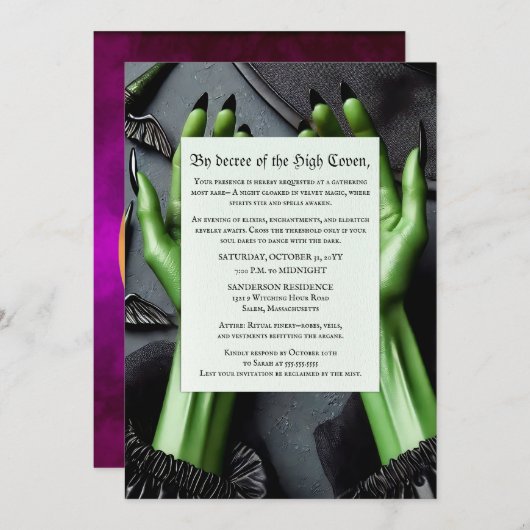影の呼び出し  ウィッチーズ ハロウィンパーティー 招待状 (正面/裏面)