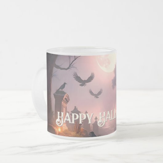 影の夜 - ハロウィンの魔法が目覚める フロストグラスマグカップ (正面左)