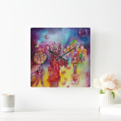 影の妖精失ったと蝶の庭 スクエア壁時計 (ホーム)