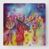 影の妖精失ったと蝶の庭 スクエア壁時計 (正面)