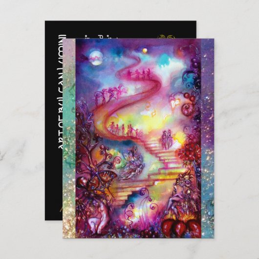 影の庭失った神秘的な階段 インビテーションポストカード (正面/裏面)