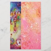 影の庭失った、ピンクの金ゴールドきらめく 便箋 (正面)