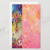 影の庭失った、ピンクの金ゴールドきらめく 便箋 (正面/裏面)