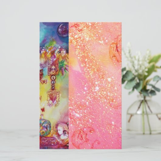 影の庭失った、ピンクの金ゴールドきらめく 便箋 (スタンド正面)
