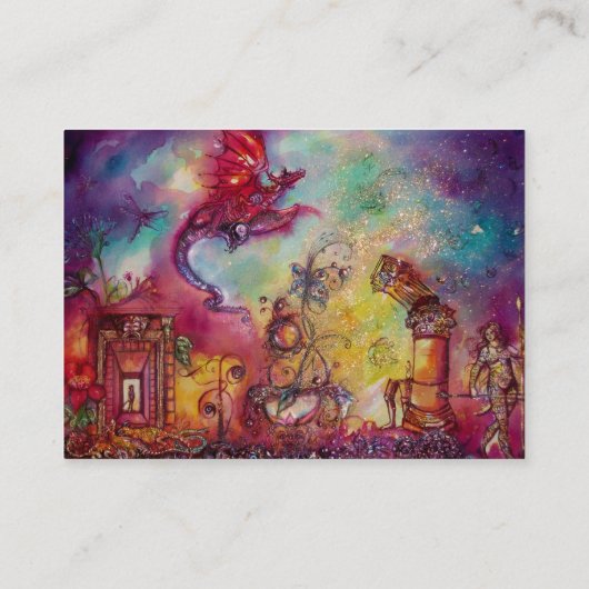 影の庭失った、赤飛んでいる龍ブルー 名刺 (裏面)