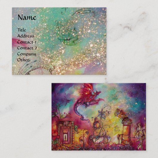 影の庭失った、赤飛んでいる龍ブルー 名刺 (正面/裏面)