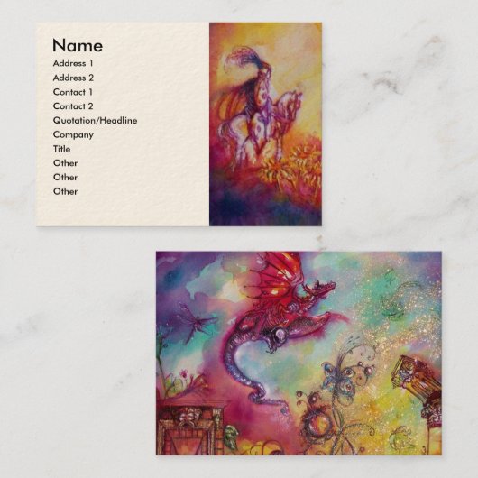 影の庭失った，騎士，馬，赤い龍 名刺 (正面/裏面)