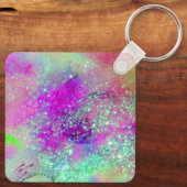 影の庭 – ピンク色の紫の紫の鍵 キーホルダー (裏面)