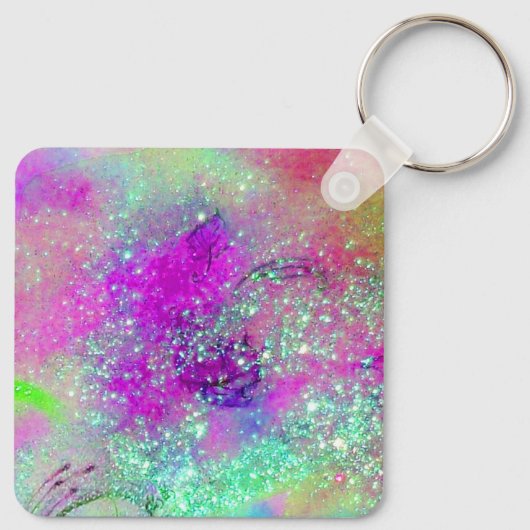 影の庭 – ピンク色の紫の紫の鍵 キーホルダー (裏面)