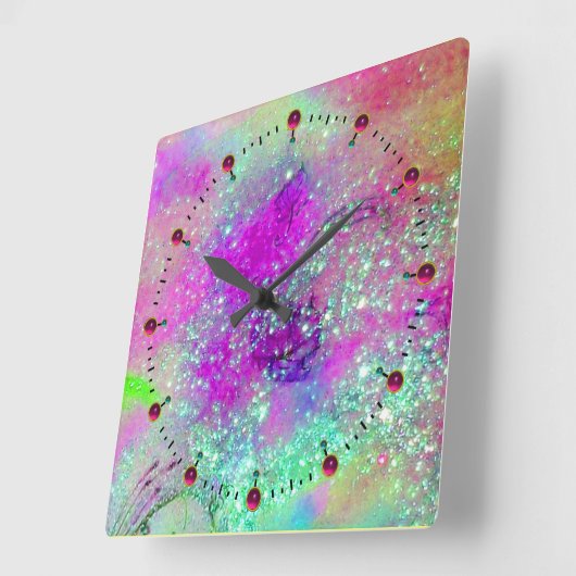 影の庭 – ピ失ったンク紫の紫 スクエア壁時計 (傾斜)