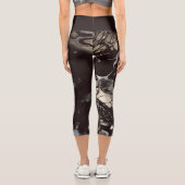 影の斑点、黒と灰色のセル カプリレギンス (裏面)