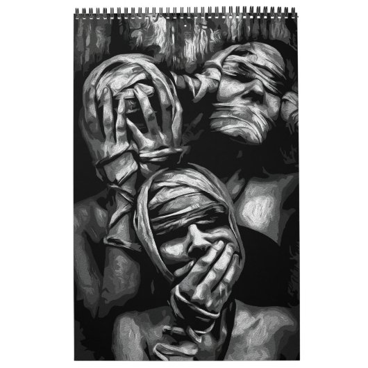 影の消音：抽象芸術顔 カレンダー (カバー)