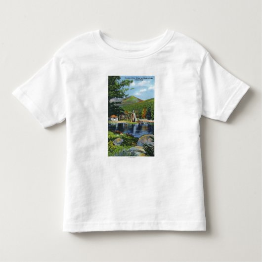 影の湖によってオーバーシュートされる水車の眺め トドラーTシャツ (正面)