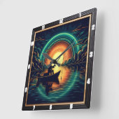 影の湖 スクエア壁時計 (傾斜)