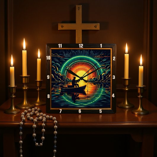 影の湖 スクエア壁時計