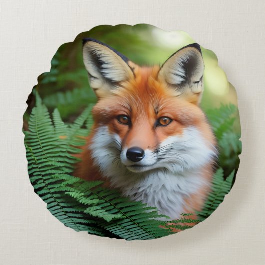 「影の狐：スライ」 ラウンドクッション (正面)