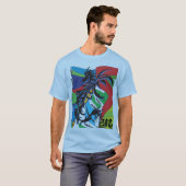 影の黒の日曜日の青いドラゴン Tシャツ (正面フル)