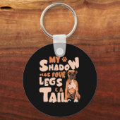 影は4本の脚と尾を持つ – アメリカのブルドッグ キーホルダー (正面)