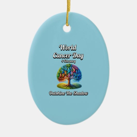 影を追い払う。世界がん日 セラミックオーナメント (正面)