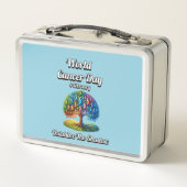 影を追い払う。世界がん日 メタルランチボックス (裏面)