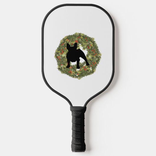 影シルエットフランスのブルドッグリース ピックルボールラケット (正面)