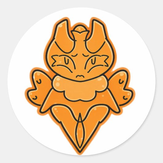 影子狐エンバーリングファンタジー生き物ステッカー ラウンドシール (正面)