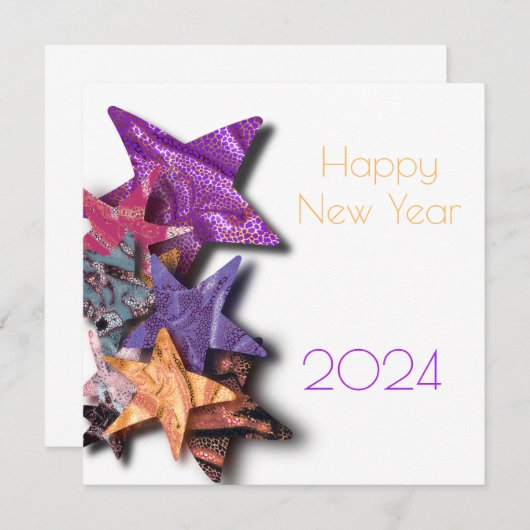 影数々の付き輝くの色の星 – 新年 (正面/裏面)