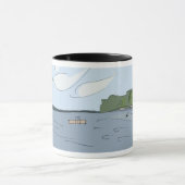 影湾のパノラマのマグ[黒"信号器"] 11oz マグカップ (中央)