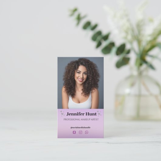 影響，ミニマルなソーシャルメディアのメイクアップアーティスト 名刺 (スタンド正面)