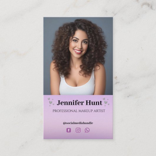 影響，ミニマルなソーシャルメディアのメイクアップアーティスト 名刺 (正面)