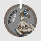 役に立つ勉強キャットカスタムオーナメント オーナメント (裏面)