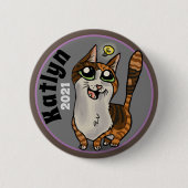 役に立つ勉強キャットカスタム 缶バッジ (正面)