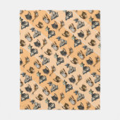 役に立つ勉強猫黄色フリースブランケット フリースブランケット (正面)