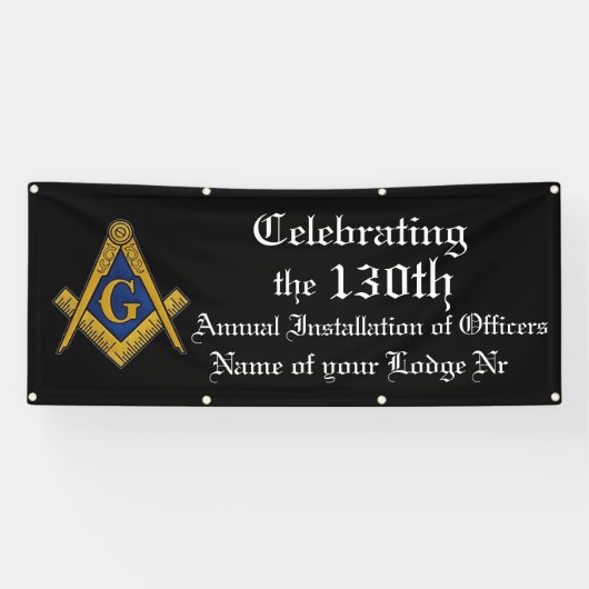 役員の年間インストールMasonicロッジ 横断幕 (横)