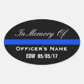 役員の薄い青落ちたい線のステッカーのメモリ内 楕円形シール (正面)