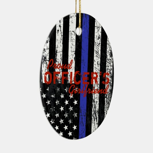 役員誇りを持ったのガールフレンド薄い青い線 セラミックオーナメント (右)