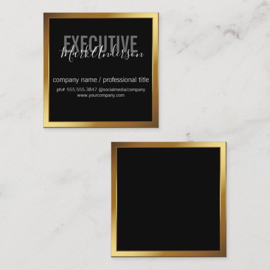 役員 |シグネチャシリーズ |金ゴールド縁ど スクエア名刺 (正面/裏面)