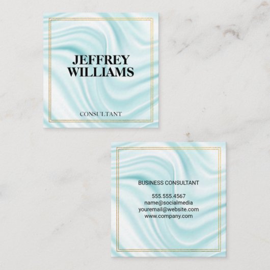 役員 |ダブル金ゴールド縁ど |絹のようなカーテン スクエア名刺 (正面/裏面)