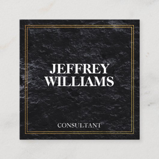 役員 | 金ゴールドダブル縁ど | 石板ブラック スクエア名刺 (正面)