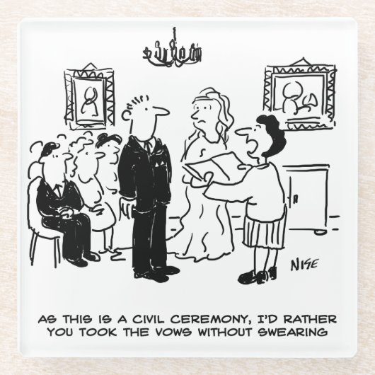 役所での結婚式 ガラスコースター (正面)