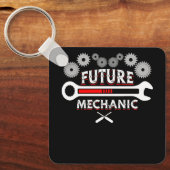 役職の未来整備士車の自動車整備士車庫 キーホルダー (正面)