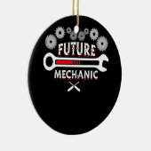 役職の未来整備士車の自動車整備士車庫 セラミックオーナメント (右)