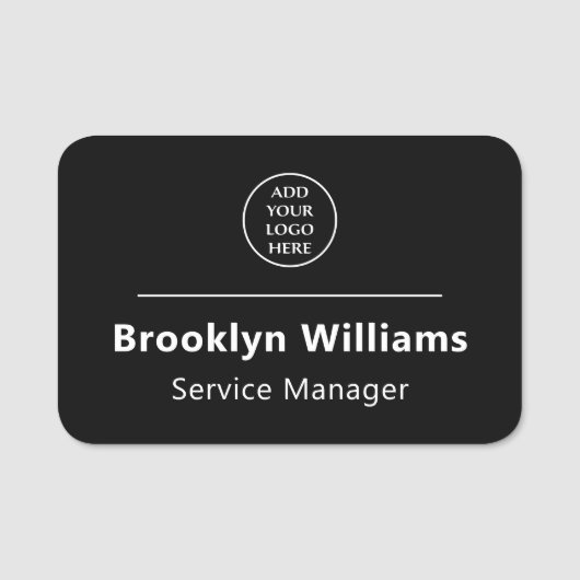 役職モダンスタッフ名事業会社ロゴ 名札 (正面)