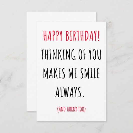 彼おもしろいいけなと彼女のための汚い誕生日カード サンキューカード (正面/裏面)