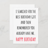 彼おもしろいと彼女のためのハッピーバースデーカードアイディア サンキューカード (正面/裏面)