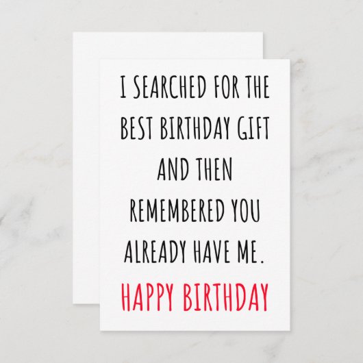 彼おもしろいと彼女のためのハッピーバースデーカードアイディア サンキューカード (正面/裏面)